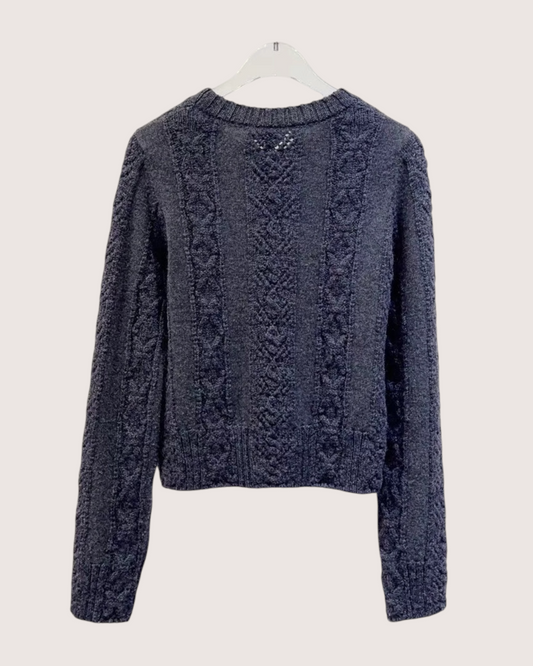 Chanel 24A Wool Cable Sweater Grey FR 34