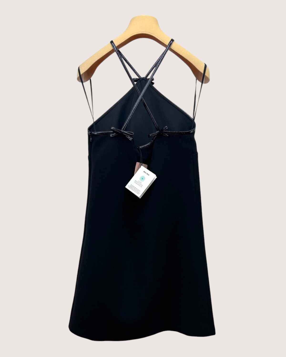 Miu Miu Bow Halter Mini Dress Black FR 38