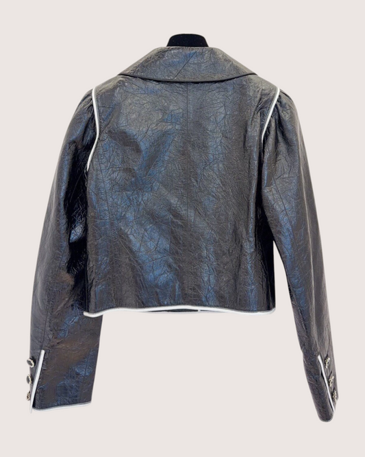Chanel 21A Leather Jacket Black, Beige/Ecru FR 34
