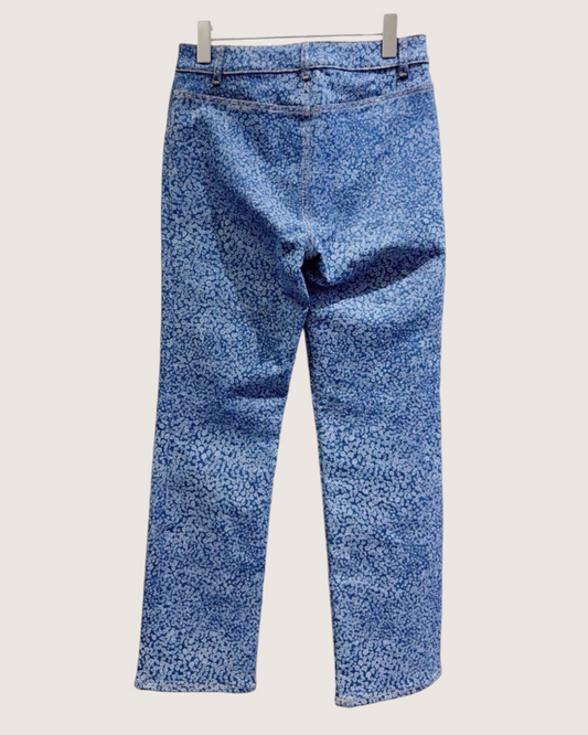 Chanel 21B Camellia Straight Denim Jeans Blue, Beige/Ecru FR 36