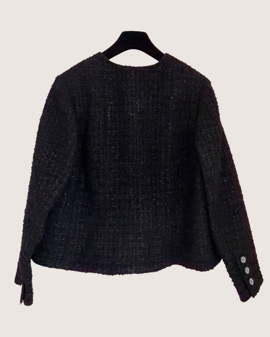 Chanel 21K Tweed Jacket Black FR 44