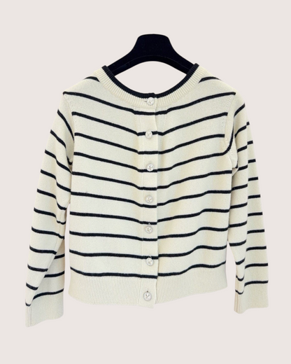Chanel 25S Cashmere Striped Cardigan Beige/Ecru, Black FR 34