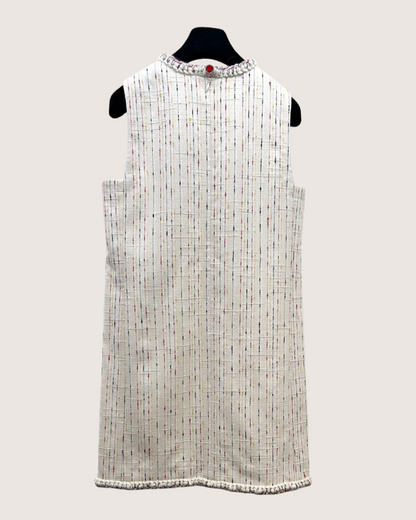 Chanel 26B Tweed Mini Dress Beige/Ecru, Multicolor FR 36