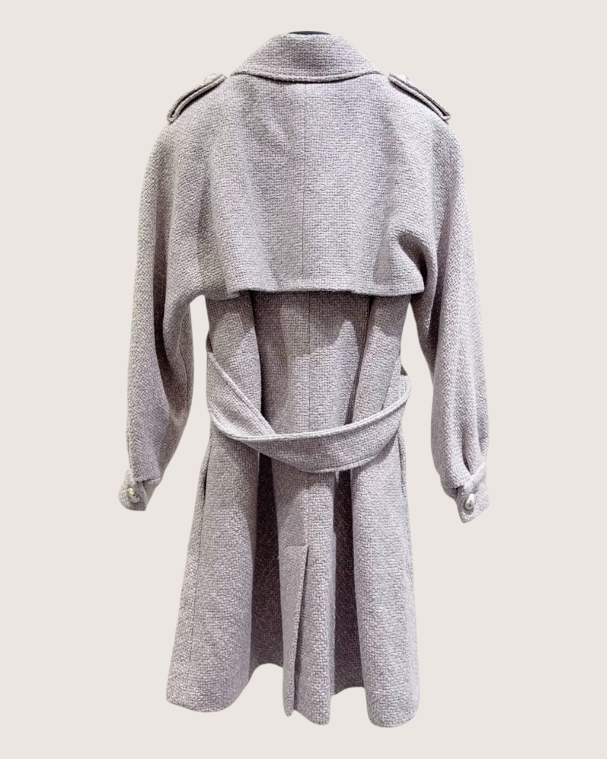 Chanel 16C Tweed Coat Grey, Beige/Ecru FR 36