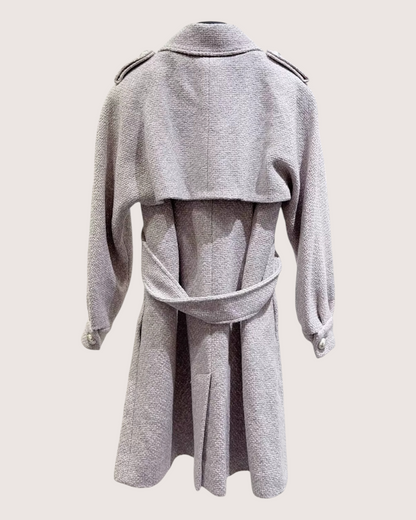Chanel 16C Tweed Coat Grey, Beige/Ecru FR 36