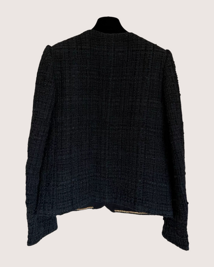Chanel 21A Tweed Chain-Trim Jacket Black, Burgundy, Gold FR 36