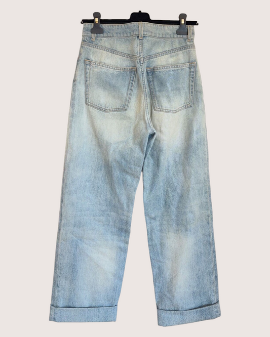 Chanel 24K Cropped Straight-Leg Denim Jeans Blue FR 34