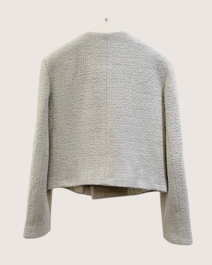 Celine Double-Breasted Tweed Jacket Grey FR 38