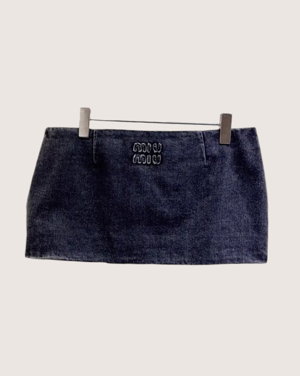 Miu Miu Belted Denim Mini Skirt Grey, Black FR 40
