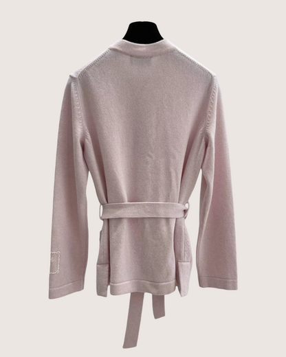 Chanel 25B Cashmere Tie Cardigan Pink FR 36