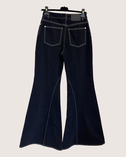 Chanel 23B Denim Flare Jeans Black FR 34