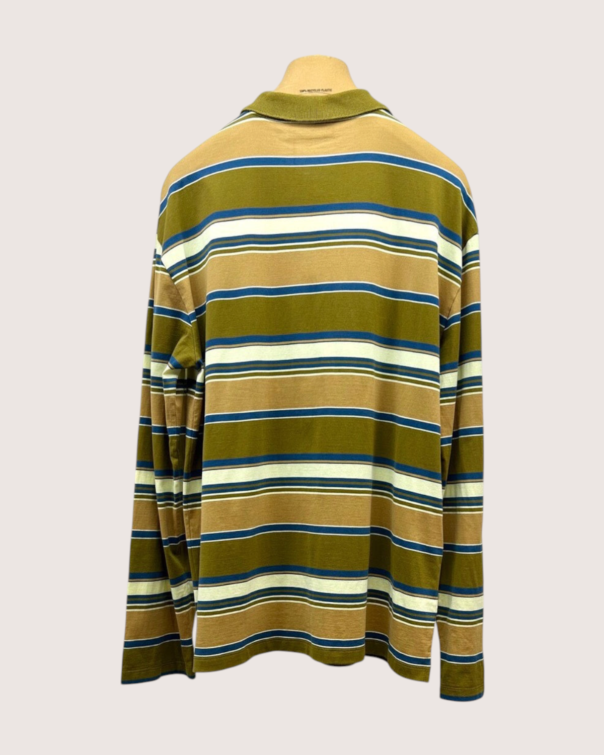Miu Miu Long-Sleeve Striped Polo Shirt Green, Beige/Ecru, Multicolor FR 34