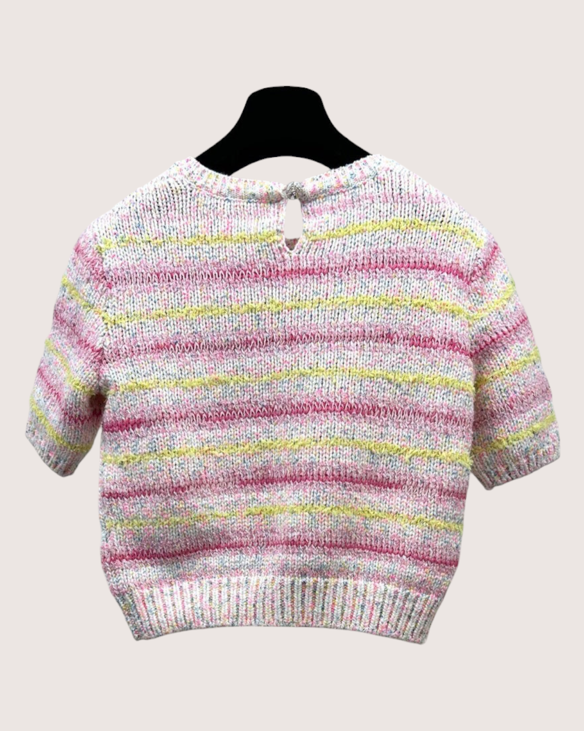 Chanel 24C Coco Heart Short-Sleeve Sweater Pink, White, Multicolor FR 36