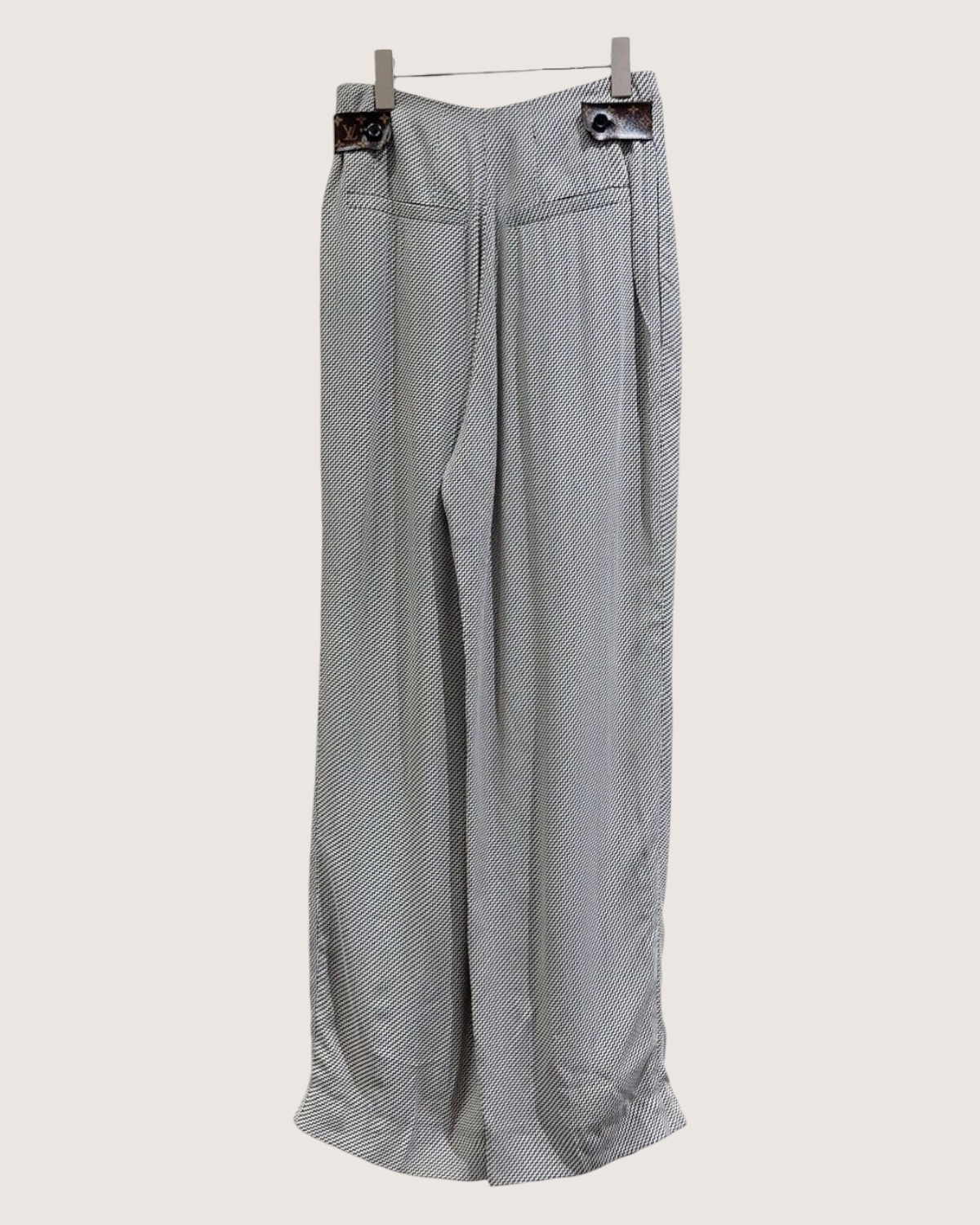 Louis Vuitton Herringbone Wide-Leg Trousers Black, White FR 36