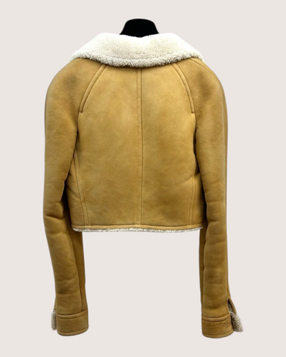 Chanel 20A Shearling Jacket Brown, Beige/Ecru FR 34