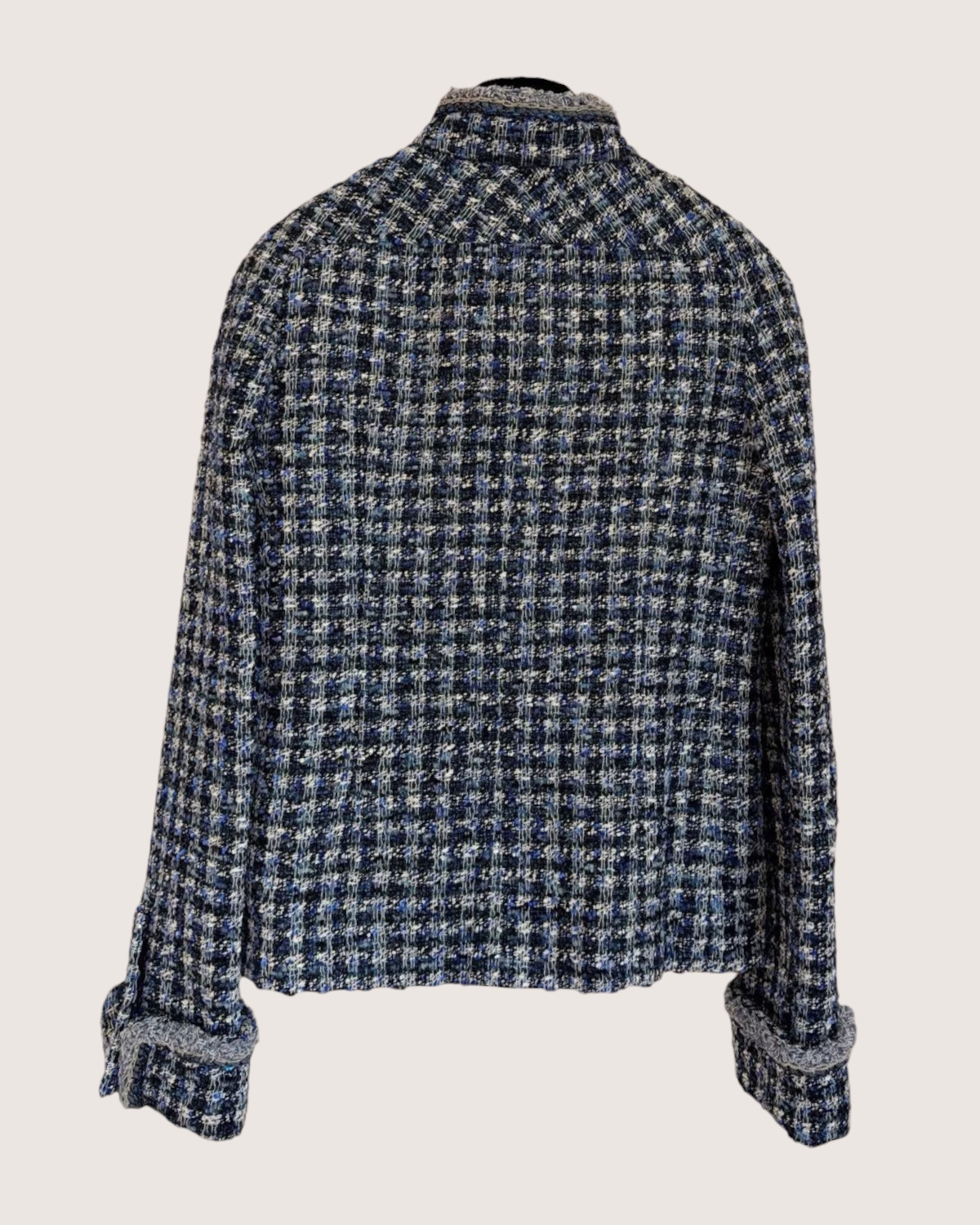Chanel 20P Tweed Stand-Collar Jacket Blue, Black, Multicolor FR 34