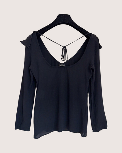 Chanel 24B Ruffle Top Black FR 34