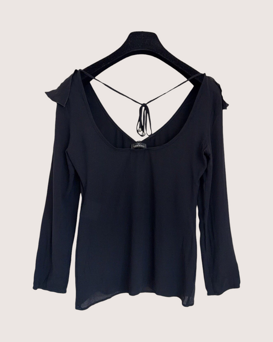 Chanel 24B Ruffle Top Black FR 34