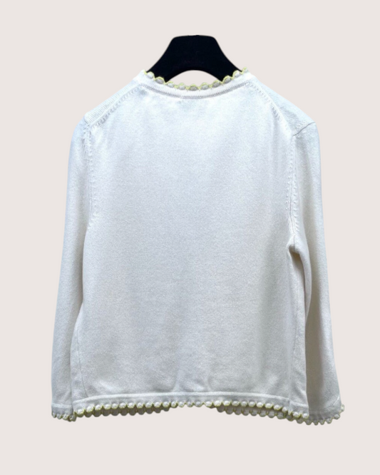 Chanel 25C Cashmere Cardigan White, Yellow FR 34