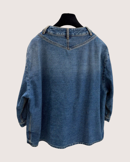 Chanel 24S Denim Pullover Top Blue FR 40