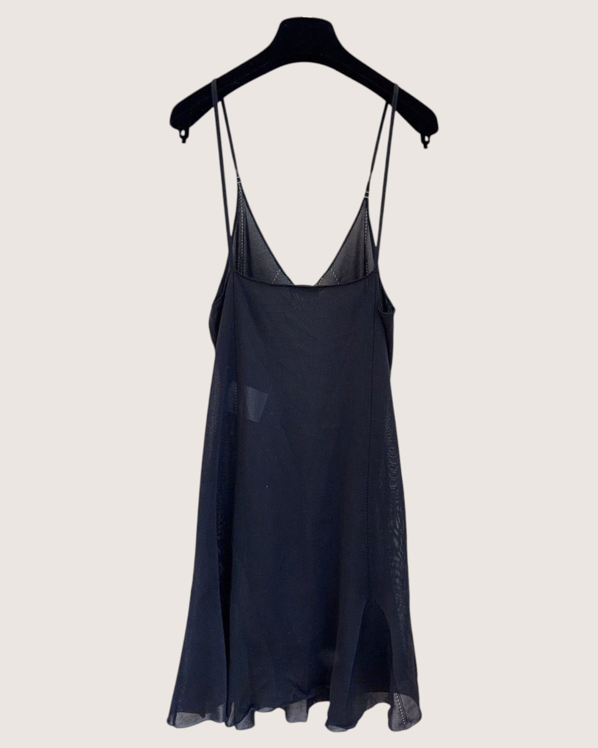Chanel 26P CC-Strap Mesh Mid-Length Dress Black FR 36