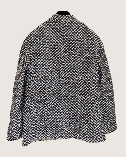 Chanel 23A Sequin Chevron Tweed Jacket Black, White, Multicolor FR 34