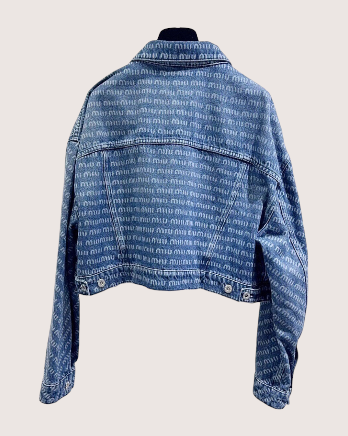 Miu Miu Cropped Denim Logo Jacket Blue FR 40