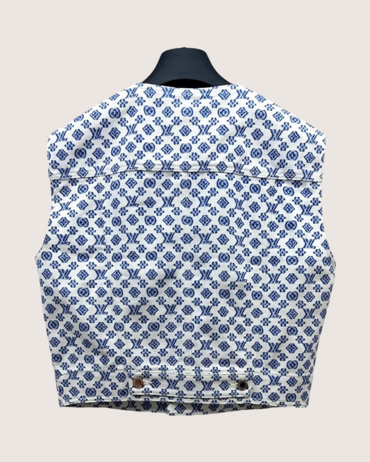 Louis Vuitton Denim Monogram Vest Blue, White FR 38