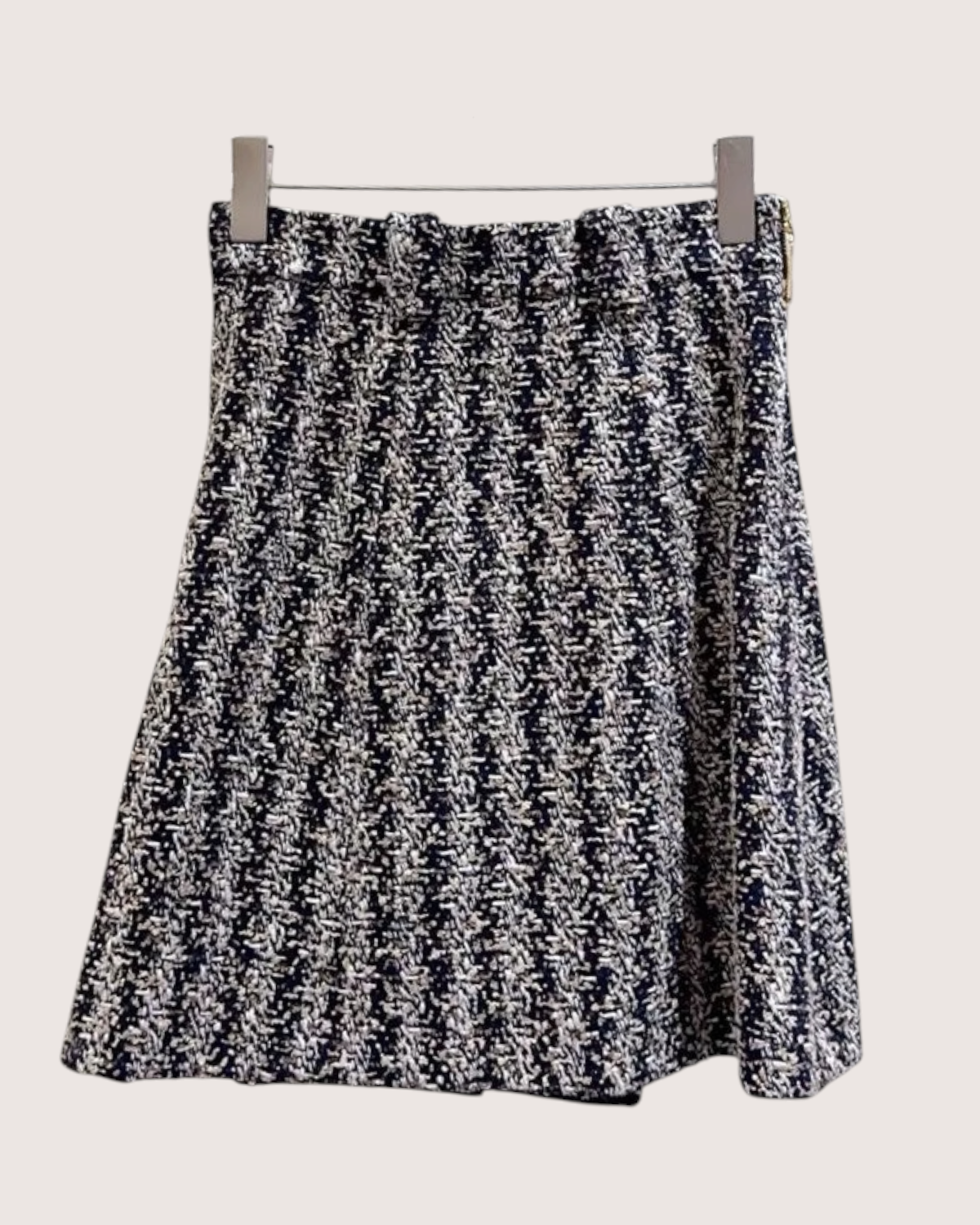 Louis Vuitton Tweed Chain-Strap Mini Skirt Navy, White, Multicolor FR 34