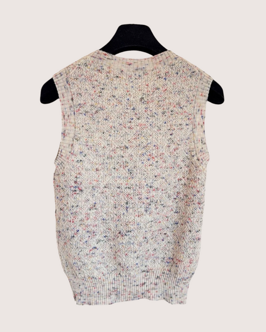 Chanel 25A Wool Openwork Vest Beige/Ecru, Multicolor FR 36