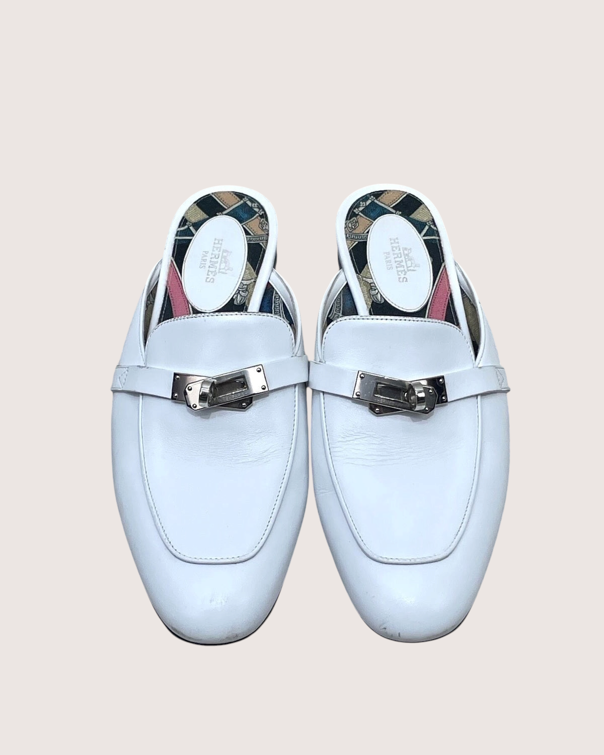 Hermès Oz Leather Mules White EU 38