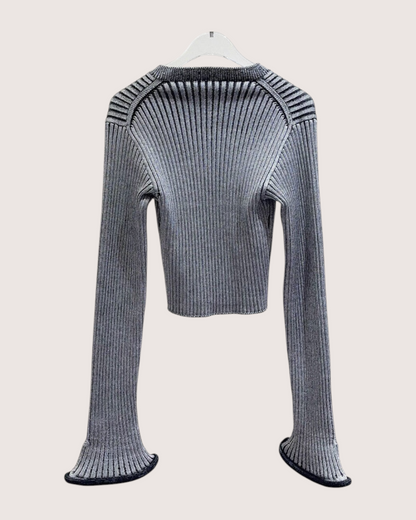Louis Vuitton Wool Cropped Ribbed Flared-Cuff Cardigan Grey, Black FR 38