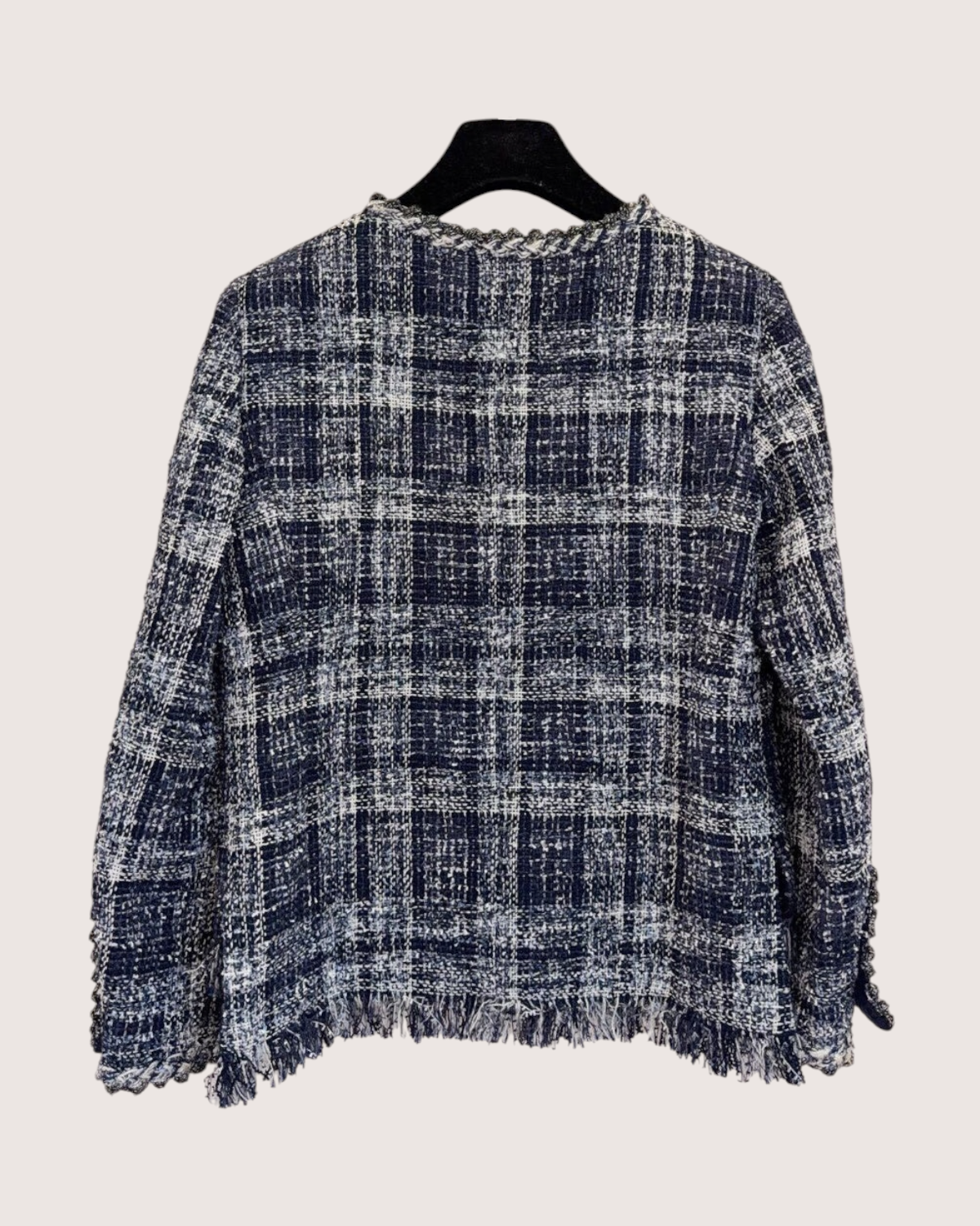 Chanel 18P Tweed Jacket Navy, White FR 34