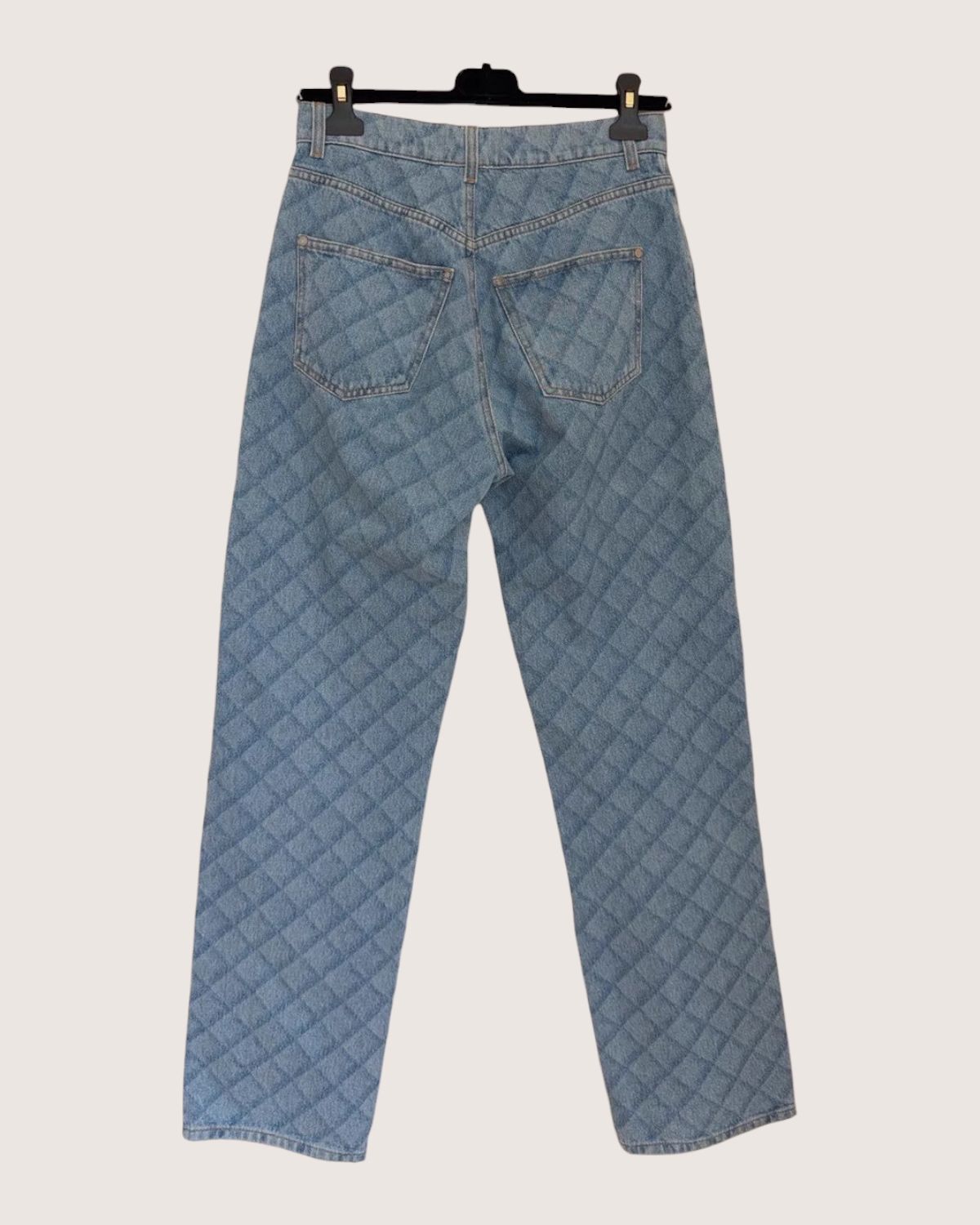 Chanel 22B Quilted Straight Denim Jeans