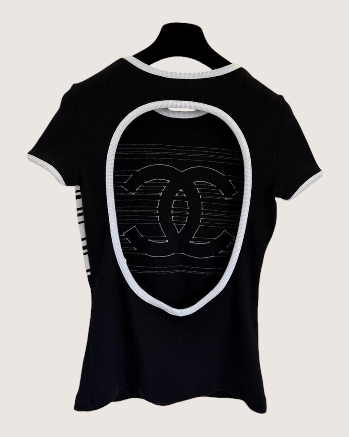 Chanel 23C Striped CC Logo T-Shirt