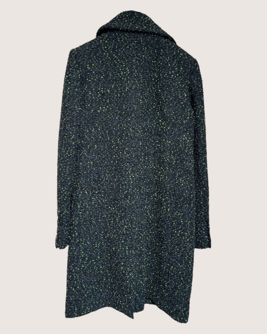 Chanel 18K Tweed Coat Black, Green FR 38
