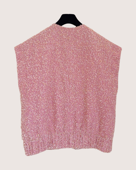 Chanel 21S Flap-Pocket Tweed Vest Pink, Orange FR 38
