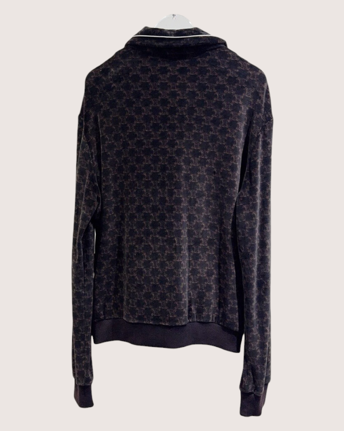Celine Velvet Monogram Zip-Up Jacket Brown, Black FR 36