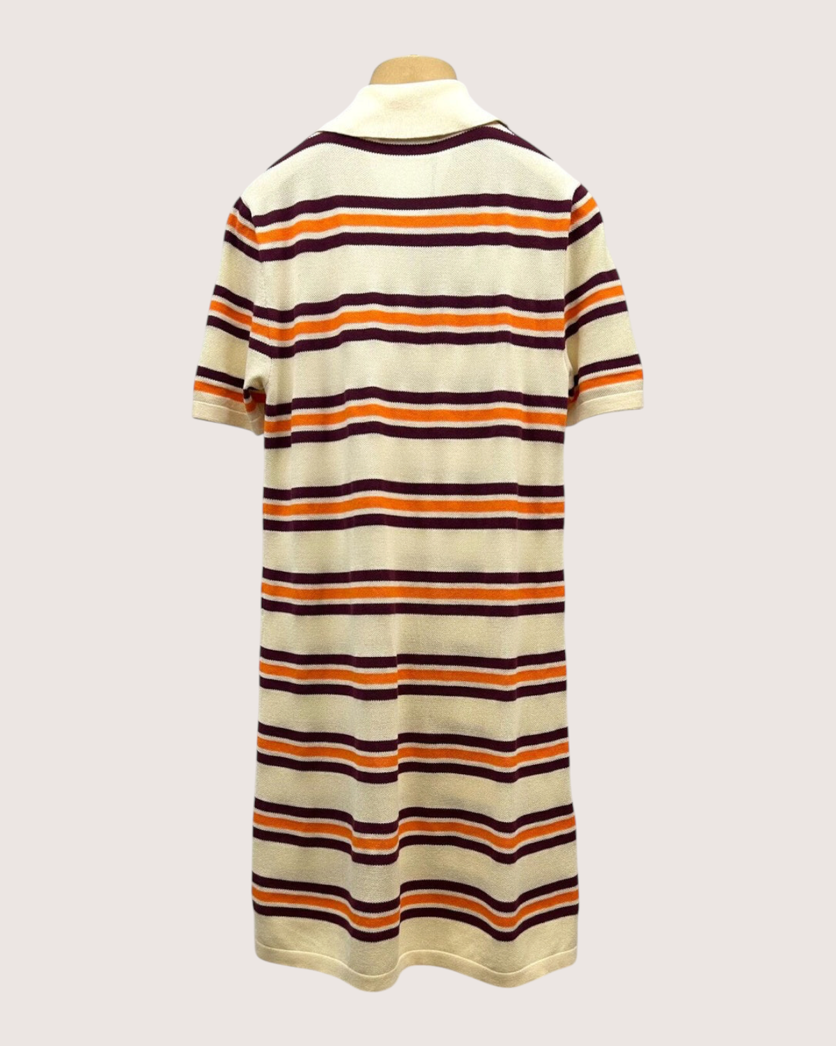 Miu Miu Striped Polo Mid-Length Dress Beige/Ecru, Burgundy, Orange FR 36