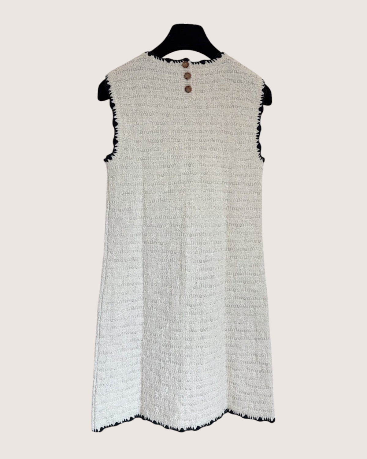 Chanel 26P Tweed Fringe-Trim Mini Dress Beige/Ecru, Black FR 34