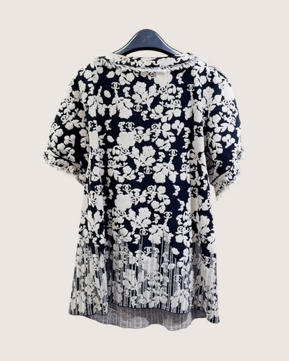 Chanel 14C Fringe Logo Tunic Black, Beige/Ecru FR 40