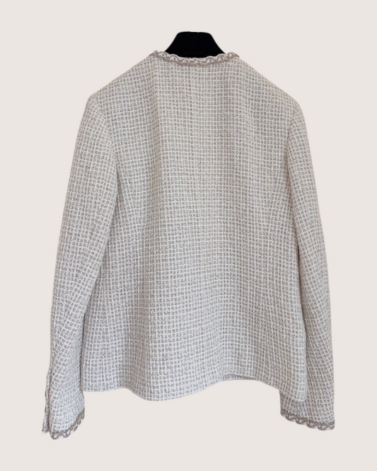 Chanel 25C Tweed Jacket White, Beige/Ecru, Gold FR 38