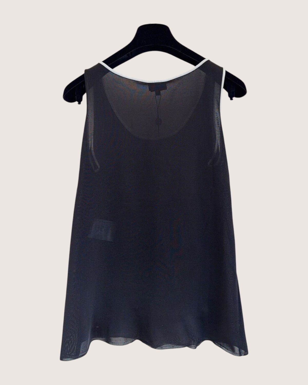 Chanel 26P CC Contrast-Trim Tank Top Black, White FR 36