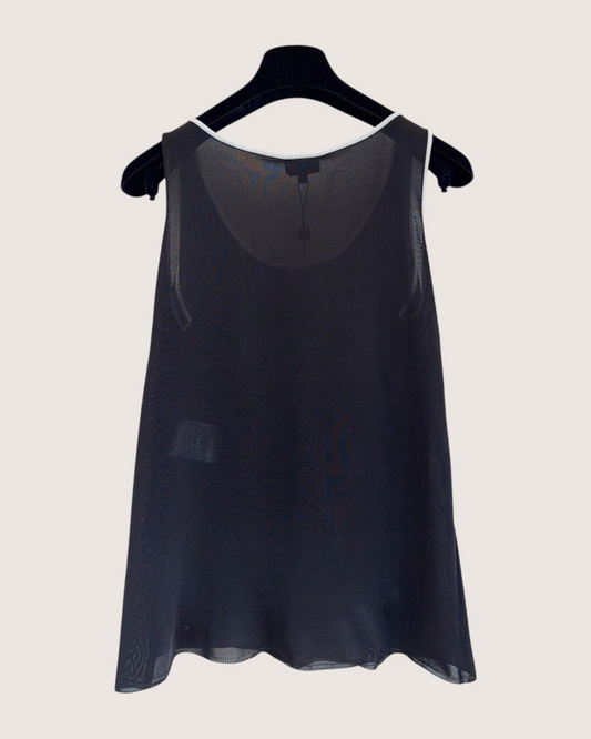 Chanel 26P CC Contrast-Trim Tank Top Black, White FR 36