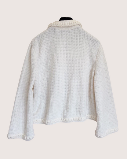 Chanel 25P Peter Pan Collar Cardigan White FR 42