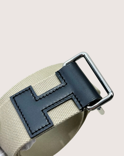 Hermès Nomade Canvas H-Buckle Belt Beige/Ecru, Black One Size