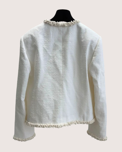 Chanel 26A Tweed Braid-Trim Jacket White FR 36