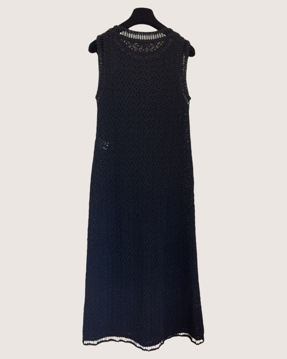 Chanel 20P Camellia Openwork Maxi Dress Black FR 40