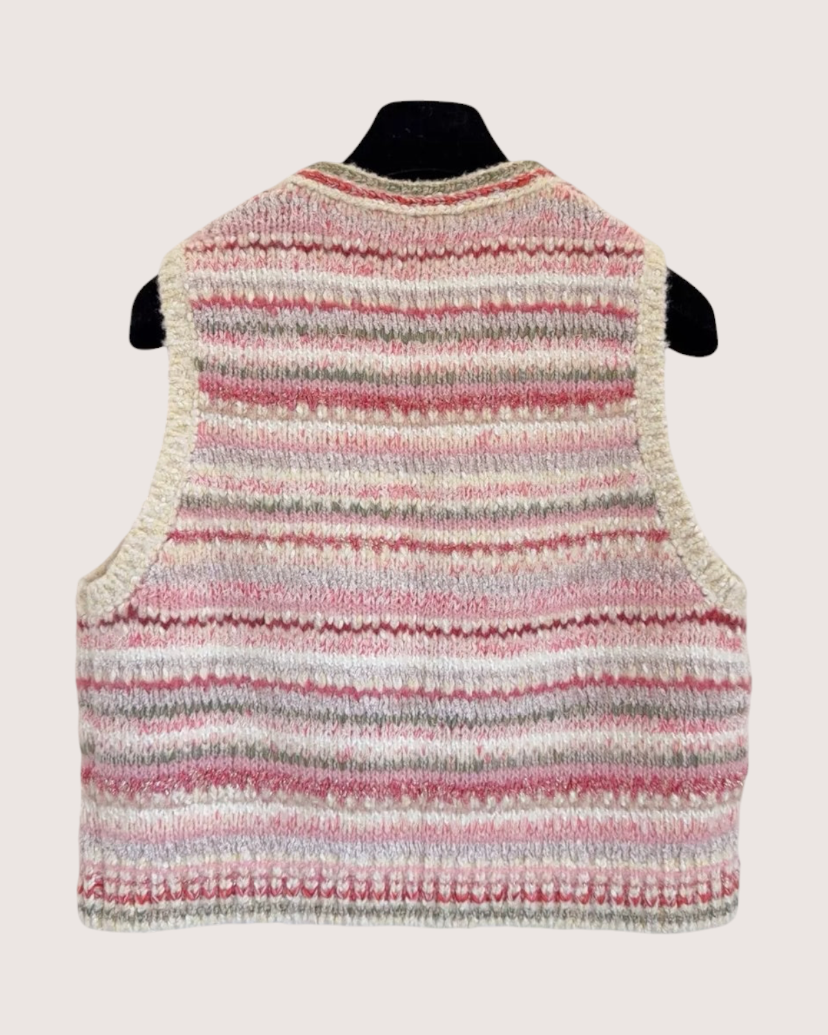 Chanel 24B Cashmere Striped Vest Pink, Beige/Ecru, Multicolor FR 40
