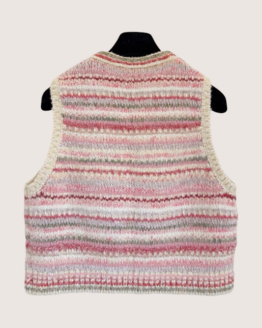 Chanel 24B Cashmere Striped Vest Pink, Beige/Ecru, Multicolor FR 40